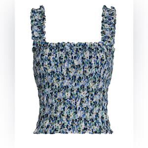 Veronica Beard Blue and Green Smocked Tank Top